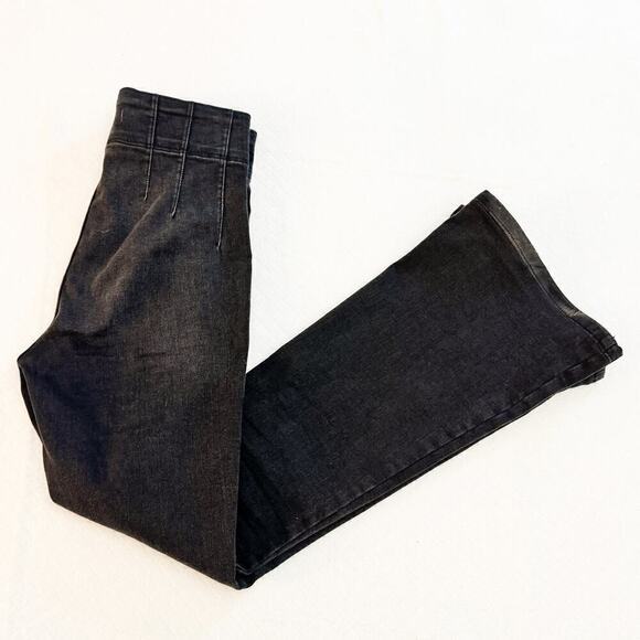 We the Free Flare Wide Leg Black Denim Jeans Size 28 - Picture 9 of 9